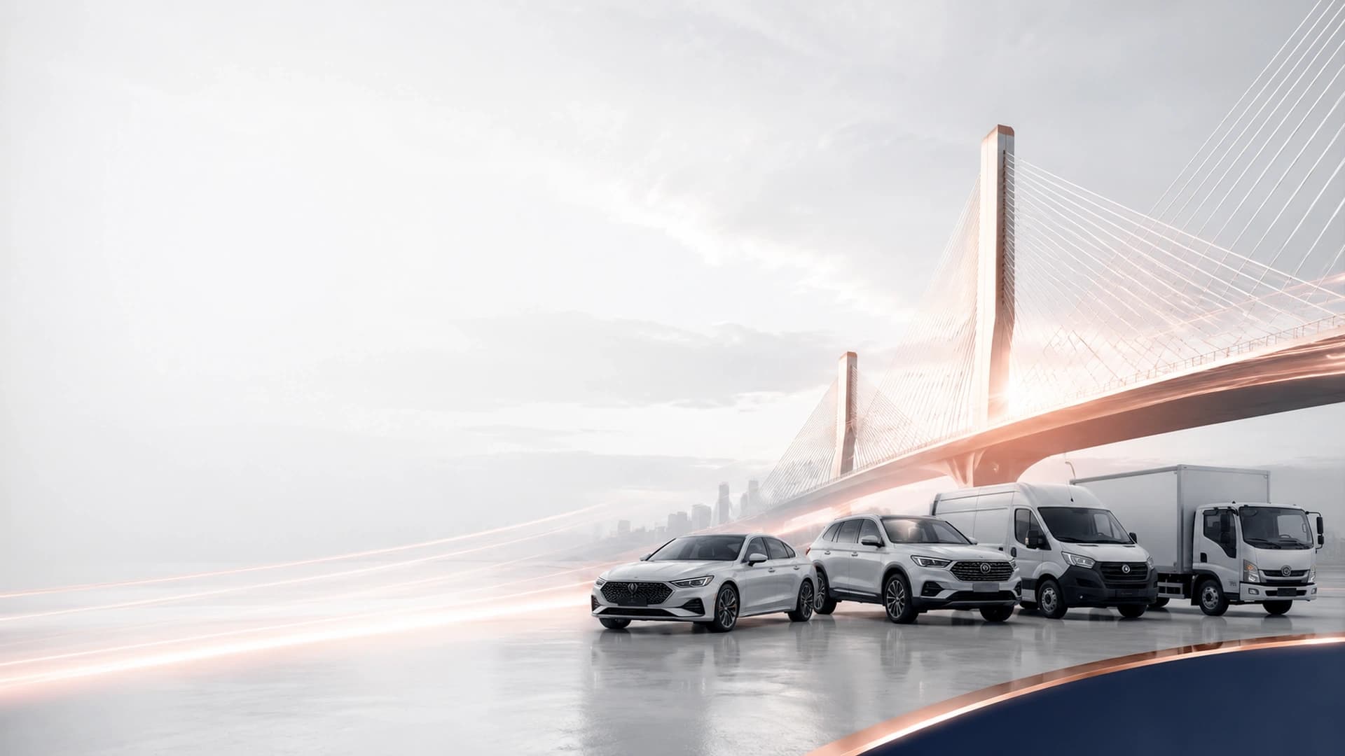 Element Bridge home wallpaper with bridge motif, fleet vehicles, and signal lines